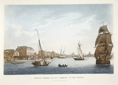 Marine School, Dublin, looking up the Liffey, 1796 by James Malton